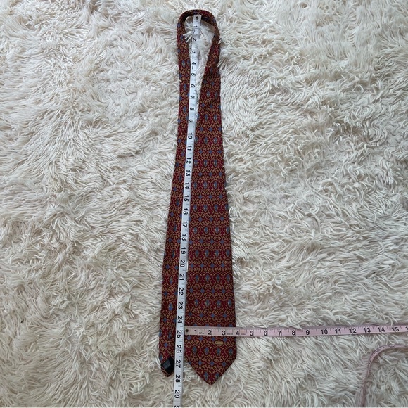 Bally Necktie red yellow blue Geometric Italy Made Business Casual Silk Mens Tie - Picture 2 of 7